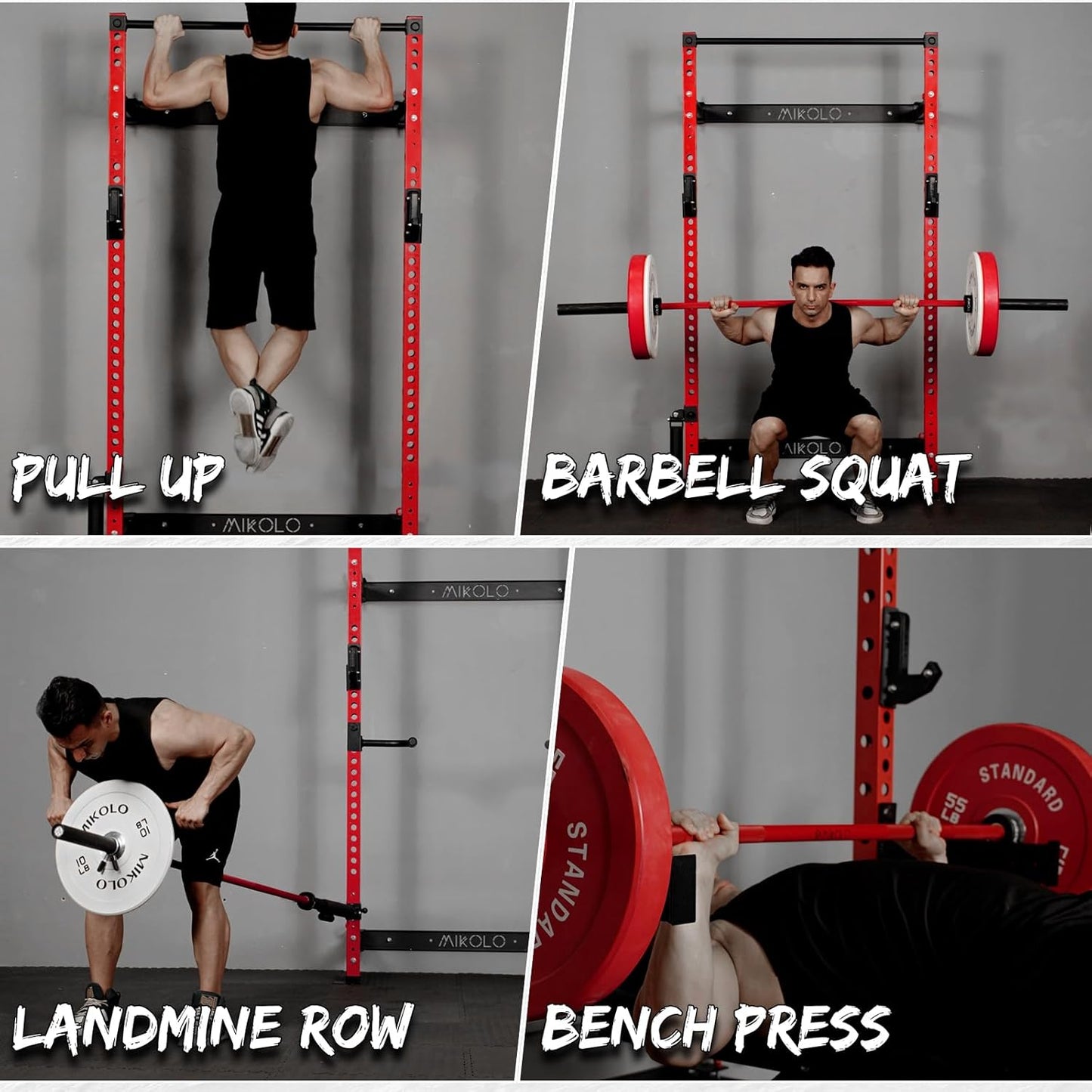 Folding Wall Mounted Squat Rack, 1000 Pounds Capacity Power Rack