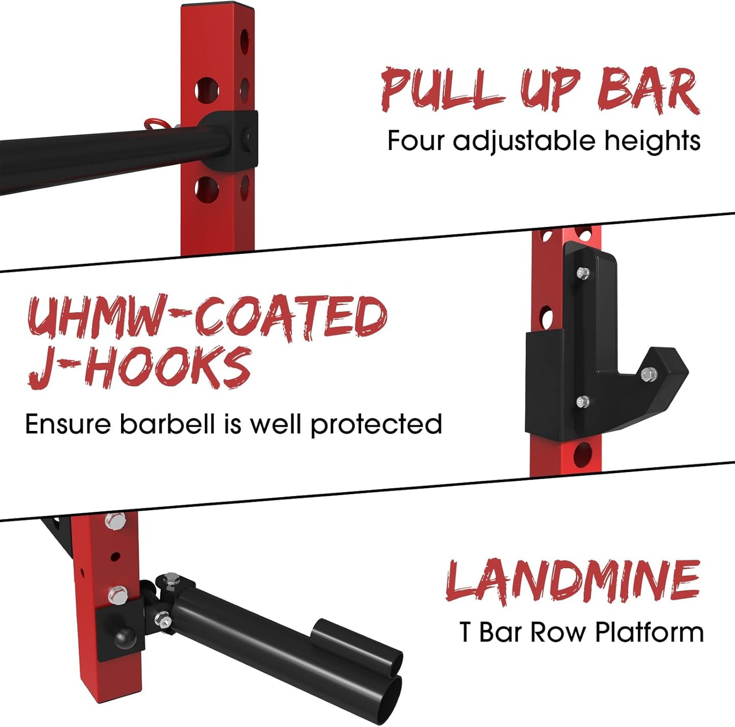 Folding Wall Mounted Squat Rack, 1000 Pounds Capacity Power Rack